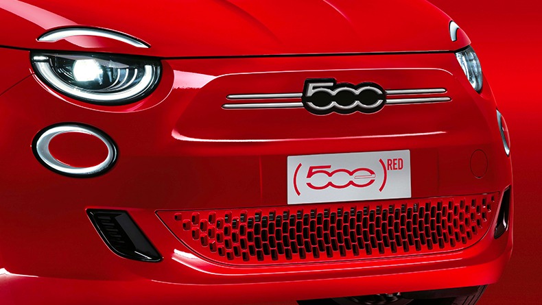 Fiat 500e Red Front Detail